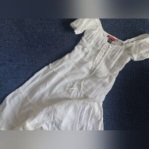 SOLD- Hot Kiss Md White Lace Up Maxi Dress